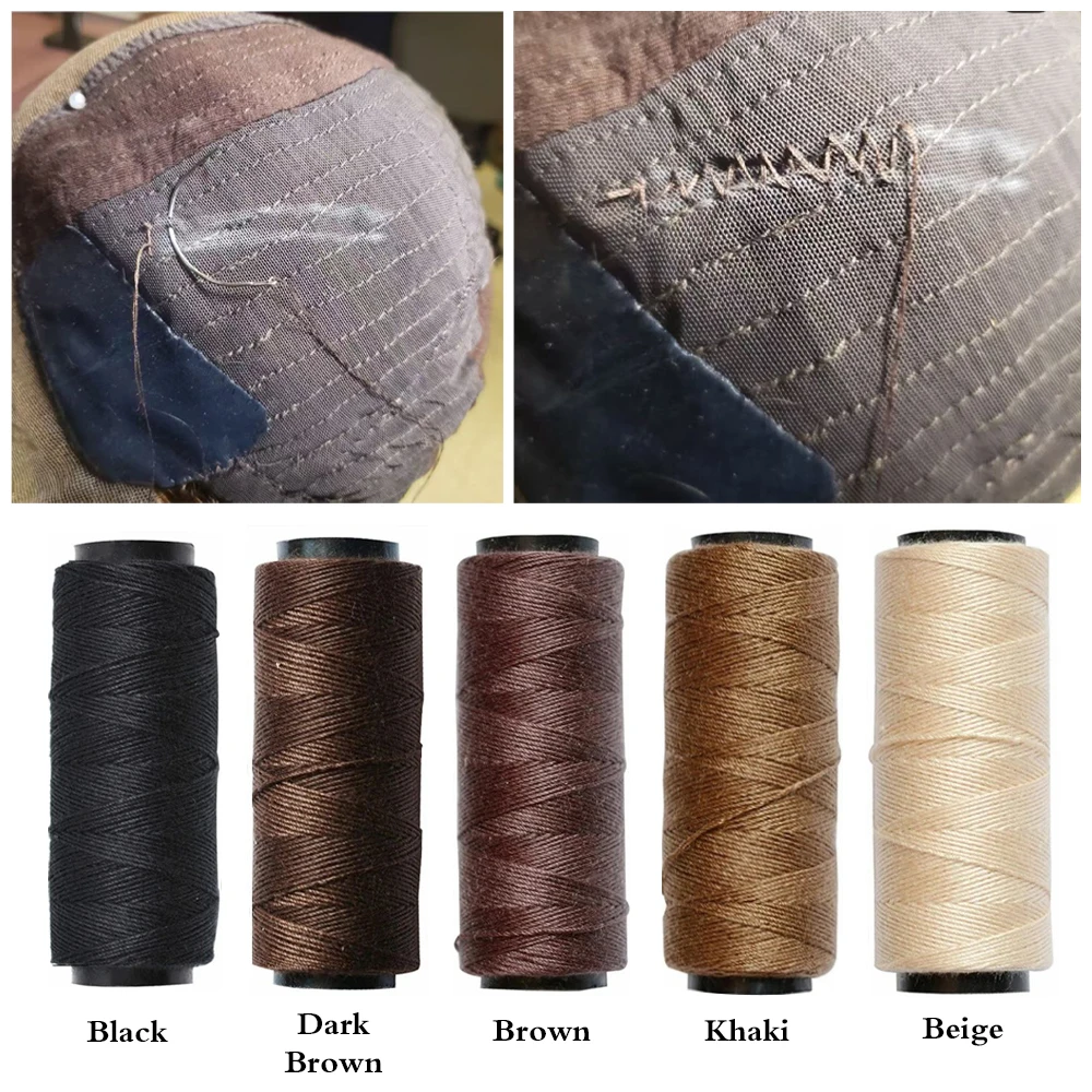 C Shape Curved Needles And Thread For Hair Extensions Hair Weft Sewing Tools 60Meters Hair Weaving Thread Wig Accessories Tools