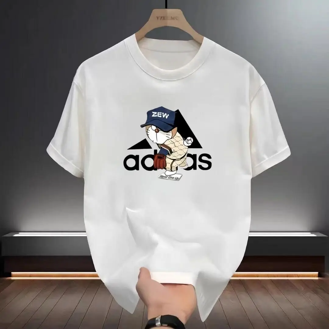 

American Heavyweight Pure Cotton Men's Short-sleeve T-shirt with Print, Summer Trendy Brand, Crew Neck, Stylish and Cool Top