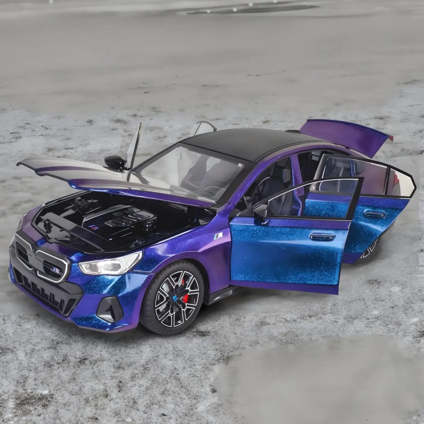 Модель литая из металлического сплава в масштабе 1:24 для BMW I5 M60 Xdrive, модель автомобиля со звуком и фото, уличная коллекция, хобби,