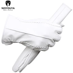 Fashion White leather gloves Comfortable leather gloves women top grade women's leather gloves Keep warm winter gloves-2226D