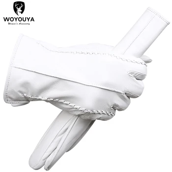 Moda luvas de couro branco confortável luvas de couro feminino de alta qualidade luvas de couro manter quente inverno luvas-2226D