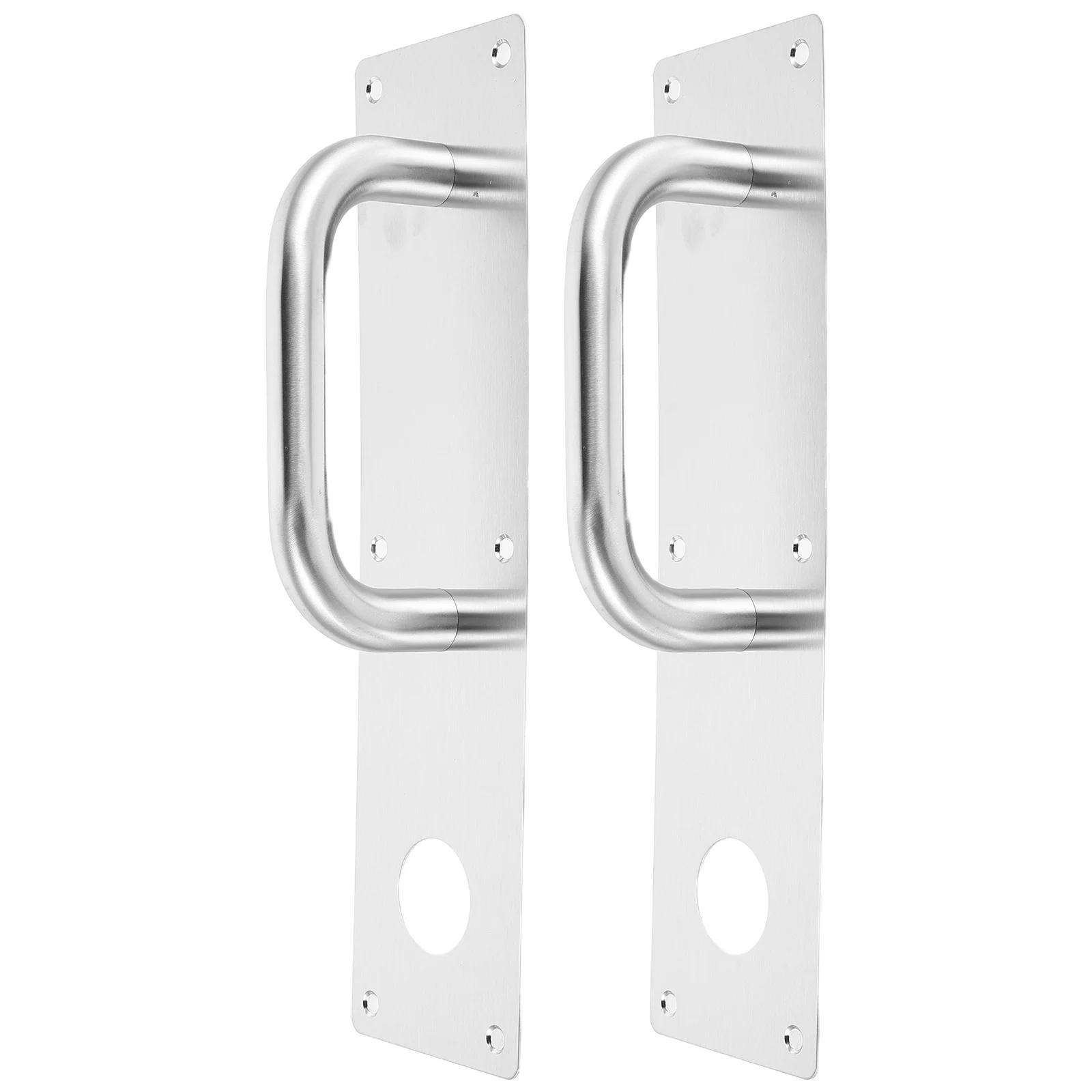 

2pcs Stainless Steel Fire Door Handle 11.79X3.14X2.55'' Flush Pull Push Plate Keyhole For Interior Exterior Wood Doors Warehouse