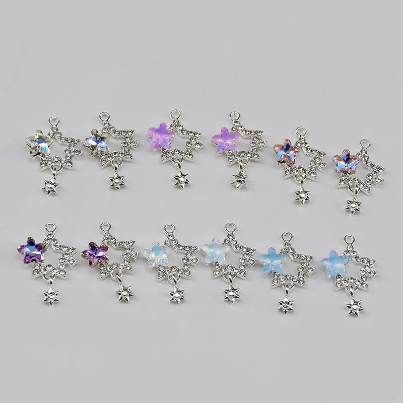 10Pcs/pack Simple Alloy Gemini Illusion Star Pendant DIY Bracelets Necklaces Jewelry Accessories