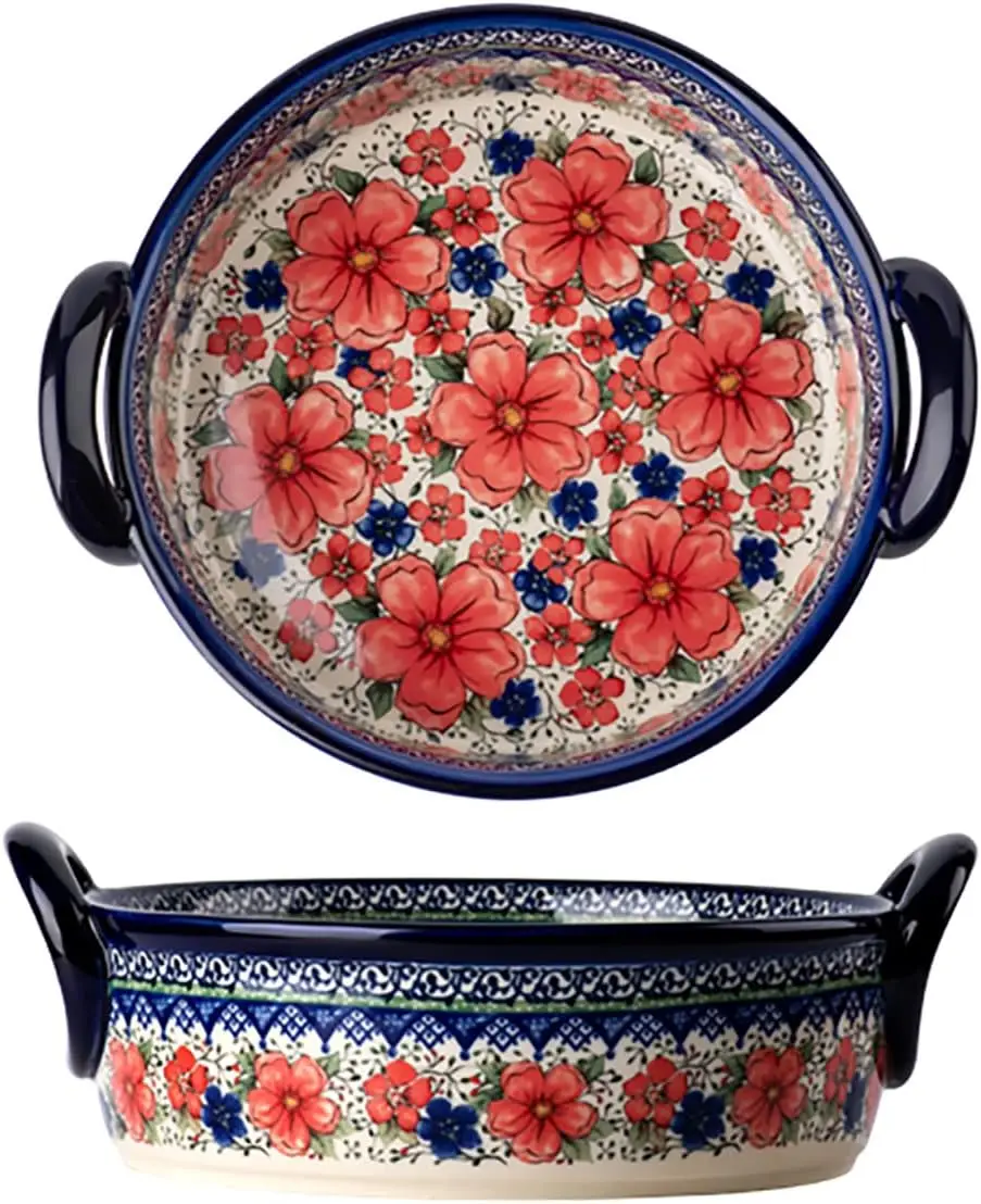 

Vintage Style Cherry Blossom Flowers Pottery Bakeware Ceramic Casserole Dish Baking Pan Lasagna Pans