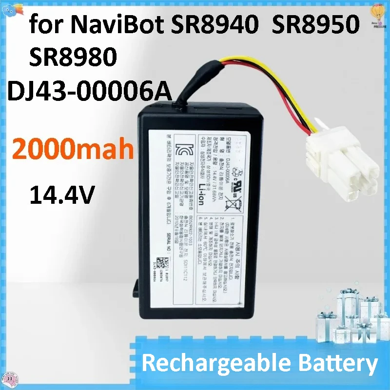 

2000mAh DJ43-00006A Battery for Vacuum Cleaner, Compatible with Samsung Models DJ43-00006B DJ96-00152B SR8940 SR8950 SR8980