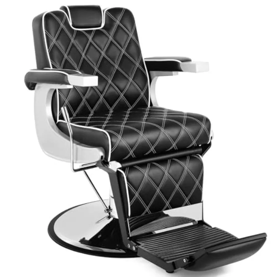 

All Purpose Barber Chair Wide Backrest Reclining Salon Chair for Hair Stylist Tattoo Chair Makeup Chair for Salon Equipment Bla