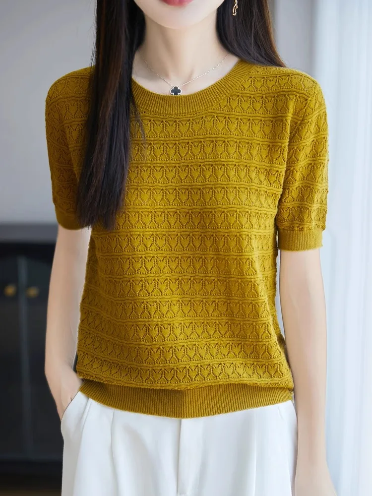 القطن الخالص محبوك الجوف خارج ort Sve تي شيرت المرأة Faion تصميم تنوعا قاعدة طبقة علوية الصيف الرطوبة ng #2