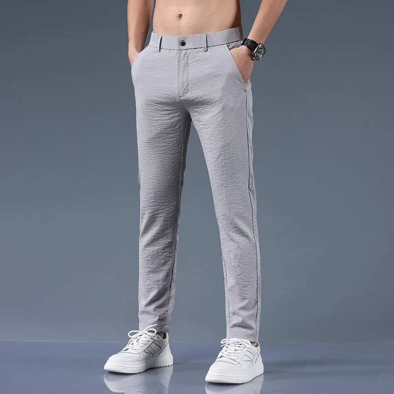

Mens Ice Silk Casual Pants Spring Summer Thin Quick Drying Breathable Straight Trousers Versatile Comfortable Hight Quality Pant