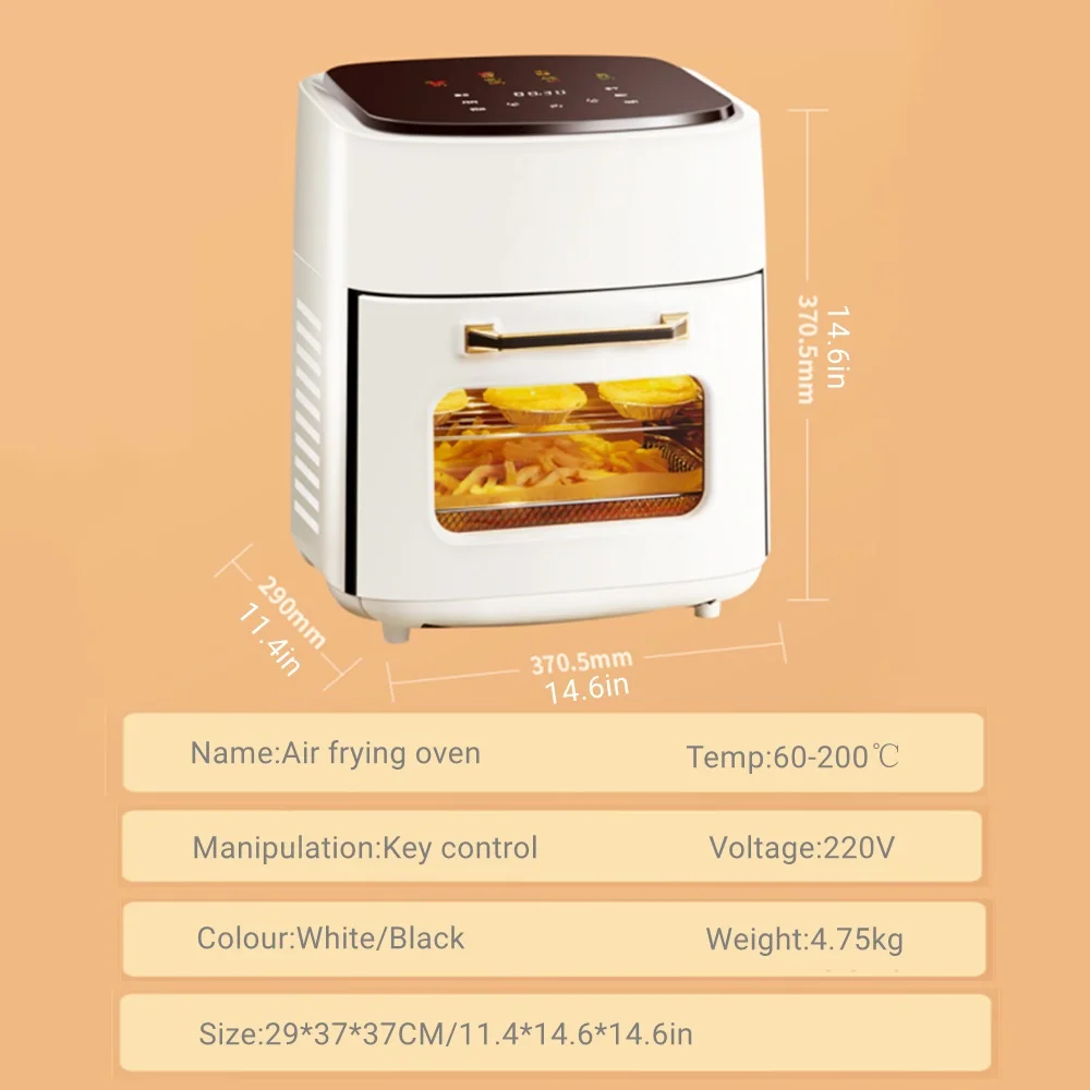 Air Fryer Household Large Capacity 15L Visual Oil-free Smart Oven French Fries Machine 220V 110V US EU 1500W Chicken Frying