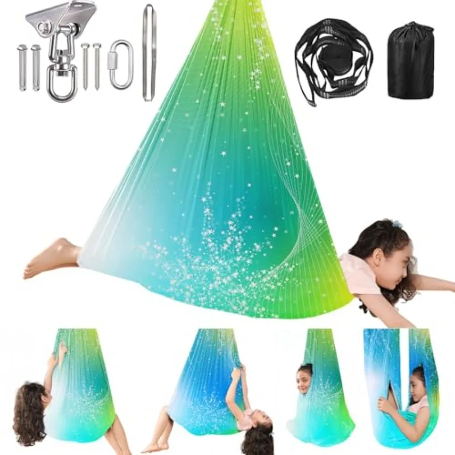 

2 Layer Safe Sensory Swing for Adults Pod Swing Special Needs Indoor Outdoor 360° Therapy Swing Hanger Hammock Hug Like Effect