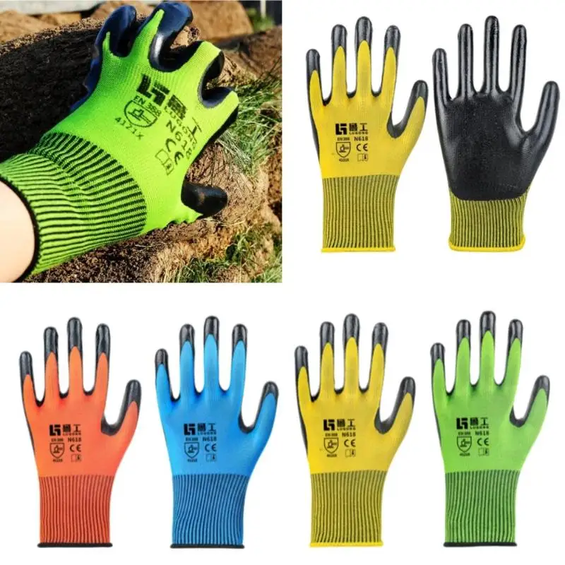 2/10 Pairs Oil Resistant Wear Resistant N618 Nylon Nitrile Dipped Work Gloves For Construction Auto Repair Factory
