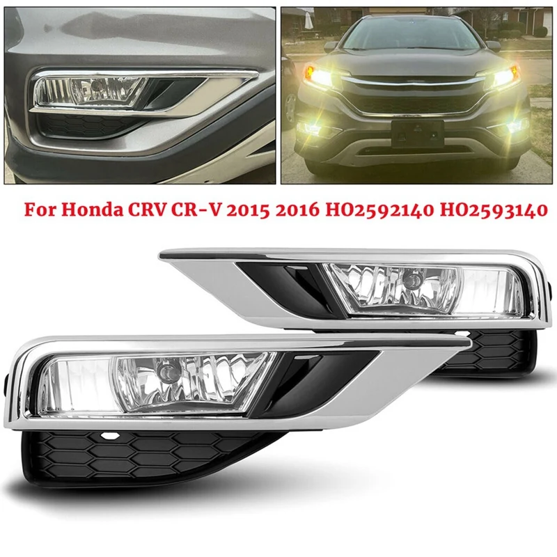 

1Pair Front Halogen Fog Lights + Chrome Bezel+Switch Wiring+Relay Kit For Honda CRV CR-V 2015 2016 HO2592140 HO2593140 Parts