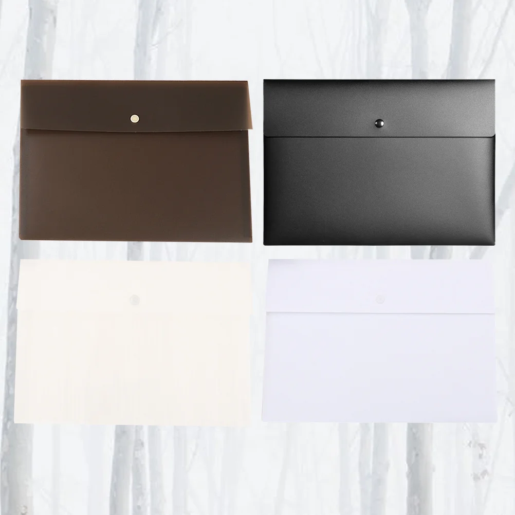 4pcs Pp Document Bag File Folder Transparent Portfolio Set Practical Portfolio Set School Office Home File Storage Bag