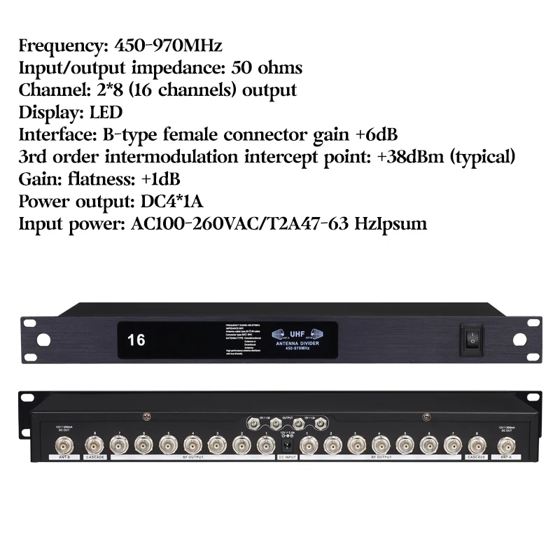 Paulkitson UA898-U990 16-CL Professional Stage wireless Microphone Signal Distribution System RF Signal Distribution Antenna