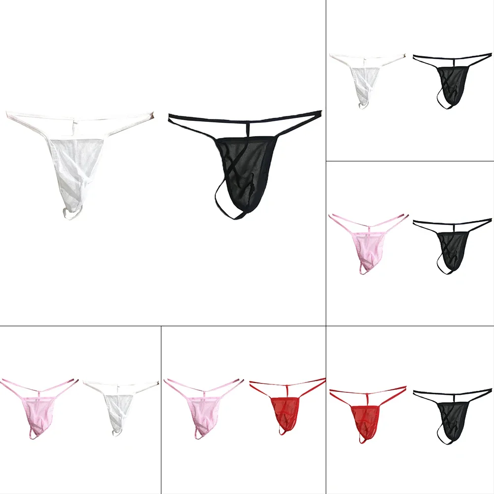 Tanga Sissy de malla transparente para hombre, Tanga de Bikini Super Miin, ropa interior transparente con espalda en T, bragas eróticas sólidas, 2