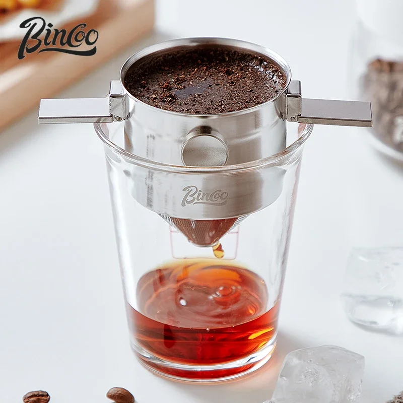 

Bincoo Portable Foldable Coffee Filter Stainless Steel Reusable Coffee Maker Mini Collapsible Paperless Coffee Dripper Cup