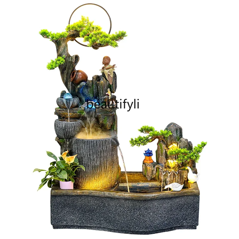 

Chinese Zen Artificial Mountain and Fountain Landscape Furnishing Articles Courtyard Fish Pond Floor-Standing Decorations