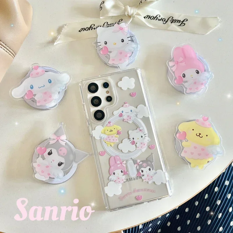 Sanrio Hello Kitty Kuromi Melody Magnetic Holder Magsafe Wireless Charge Phone Case For Samsung Galaxy S 24 23 22 Puls Ultra