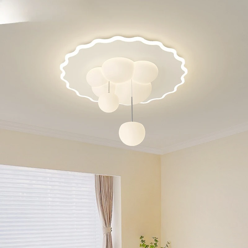 Children's Room White Cloud Ball Ceiling Lamps LED Modern Cozy Bedroom Living Room Study Tricolor Eye Protection Lights Fixture