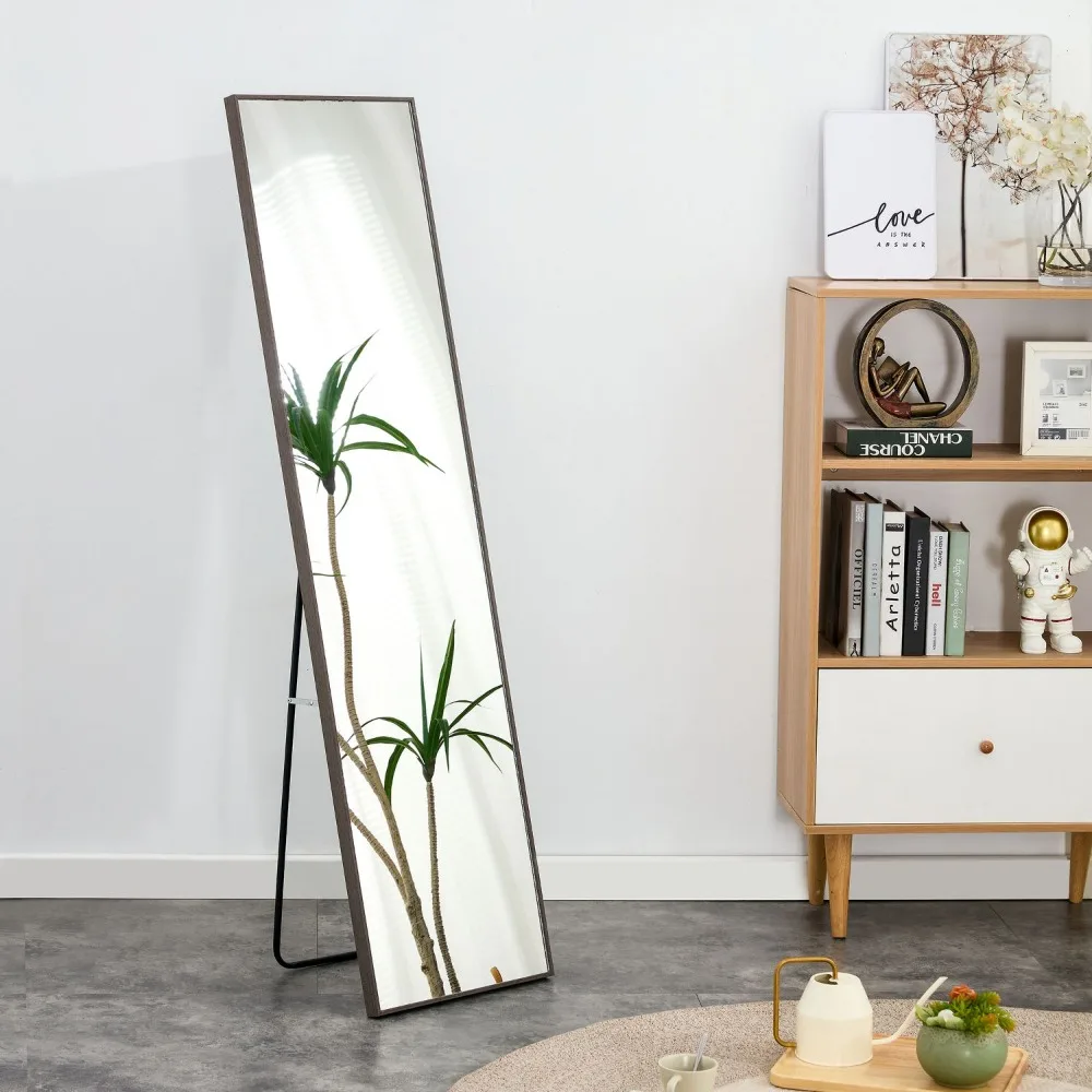

Solid Wood Frame Full Length Mirror, Dressing Mirror, Bedroom Porch, Decorative Mirror, Floor Mounted Large Mirror