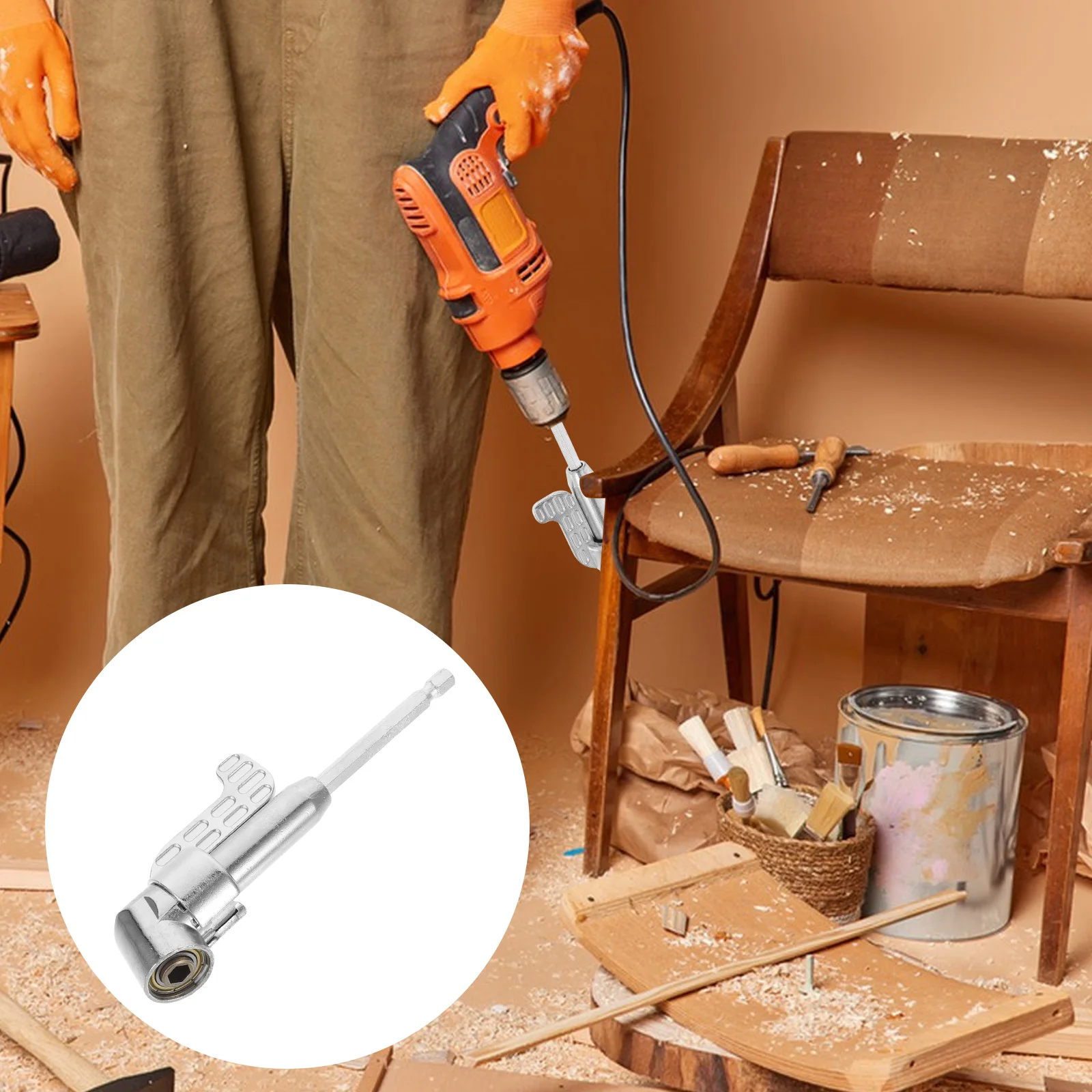 

105 Degree Screwdriver Hexagon Batch Turner Power Tool Electric Right Angle Drill Extension Shank Silver