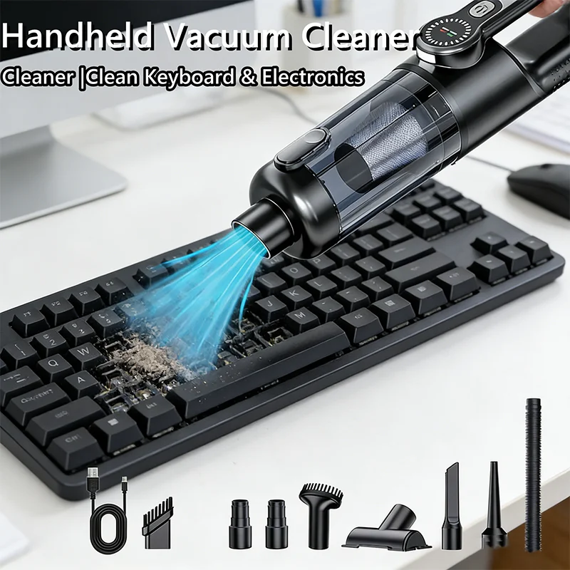 

Беспроводной автомобильный пылесос 17000 Па с USB-зарядкой, 6000 мАч, портативный, для сухой и влажной уборки, мини-пылесос для дома