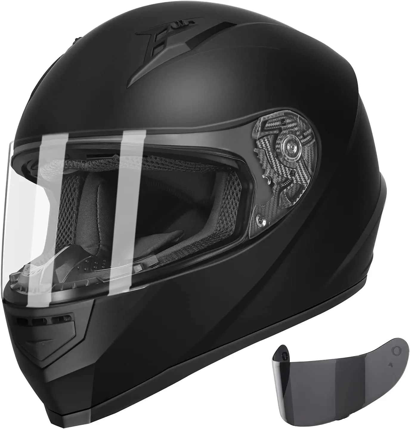 

Compact Motorcycle Helmet-Matte Black Medium-Full Face Tinted Visor DOT Approved