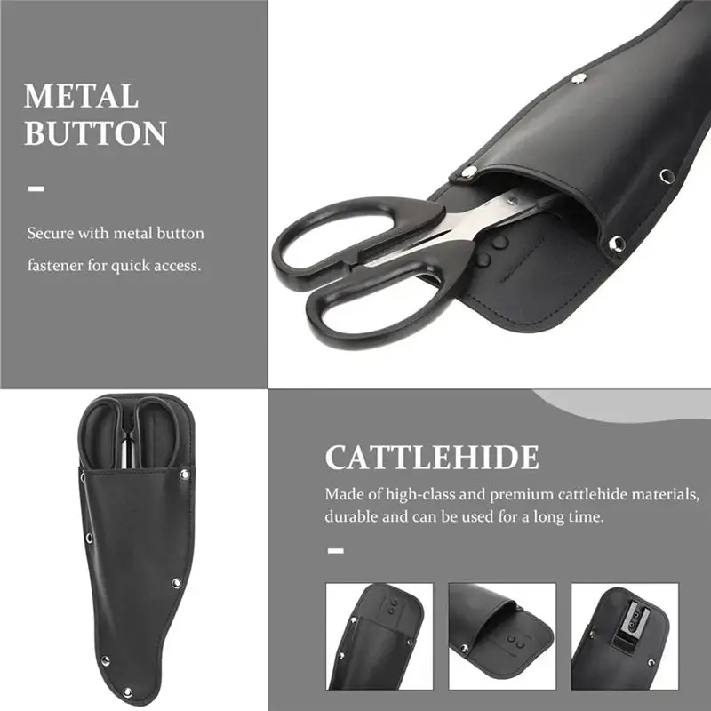 AT02-PU Leather Waist Tool Pouch For Heavy Duty Garden Scissors Holder For Pruning Shears Secateurs With Belt Loop For Outdoor
