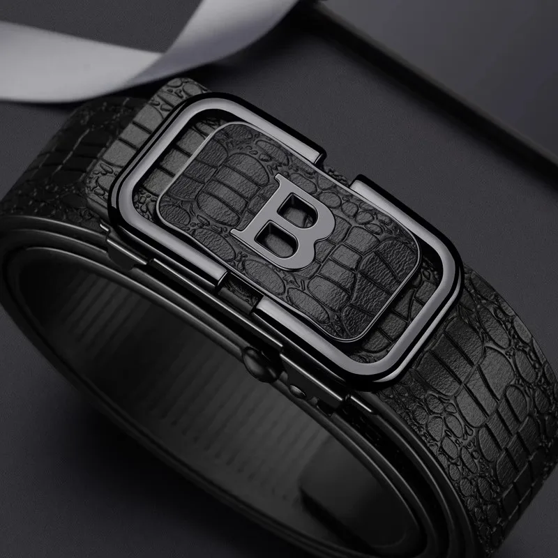 Fashionable Men's Crocodile Pattern Automatic Buckle Belt With Men's Jeans Casual Belt Trendy Men's Business Design Belt