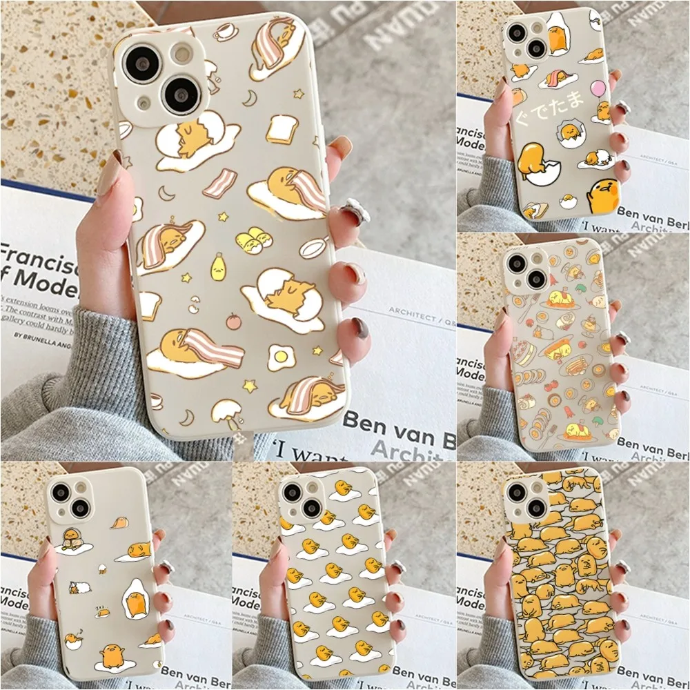 Cartoon G-Gudetama Phone Case For Iphone 11 13 14 Pro Max X Xr Xs Max Se2020 12mini White Cover Case