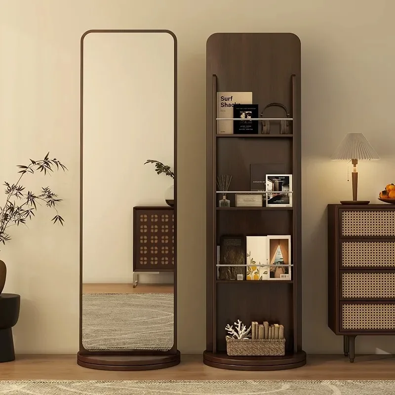 for Medieval Magazine Rack Full Body Mirror Floor Mirror Household Rotating Full Length Mirror Girls Bedroom Movable Large