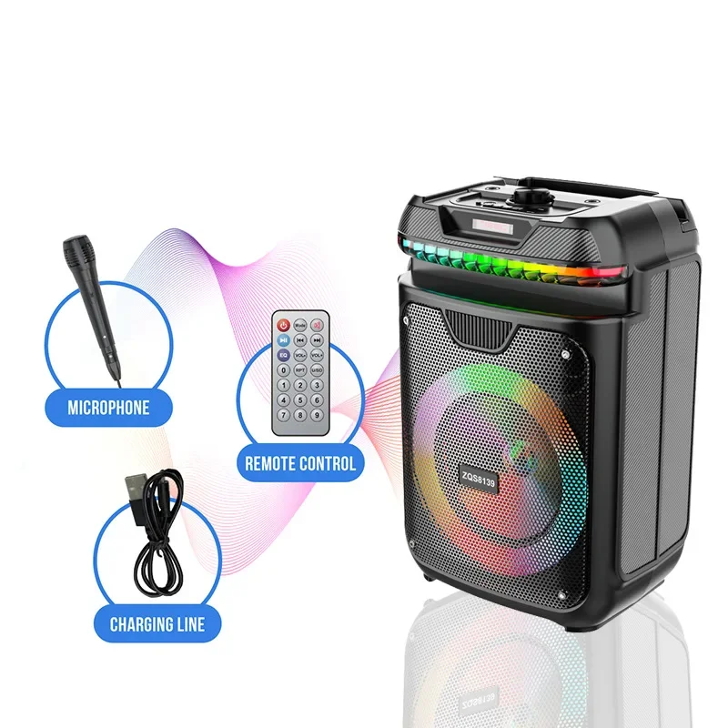 Portable Family Karaoke Bluetooth Speakers With FM RGB TWS Powerful Outdoor Gathering Subwoofer Speaker Wireless Audio with MIC