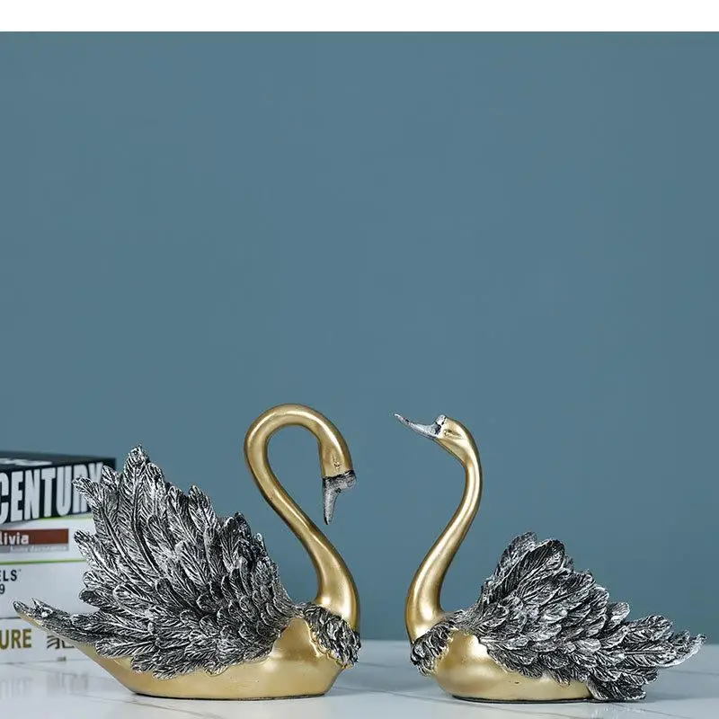 

Resin Swan Ornaments 2-piece Set Decoration Crafts StatueSculpture Model Home Decoration Accessories Furnishings Figurines Gift