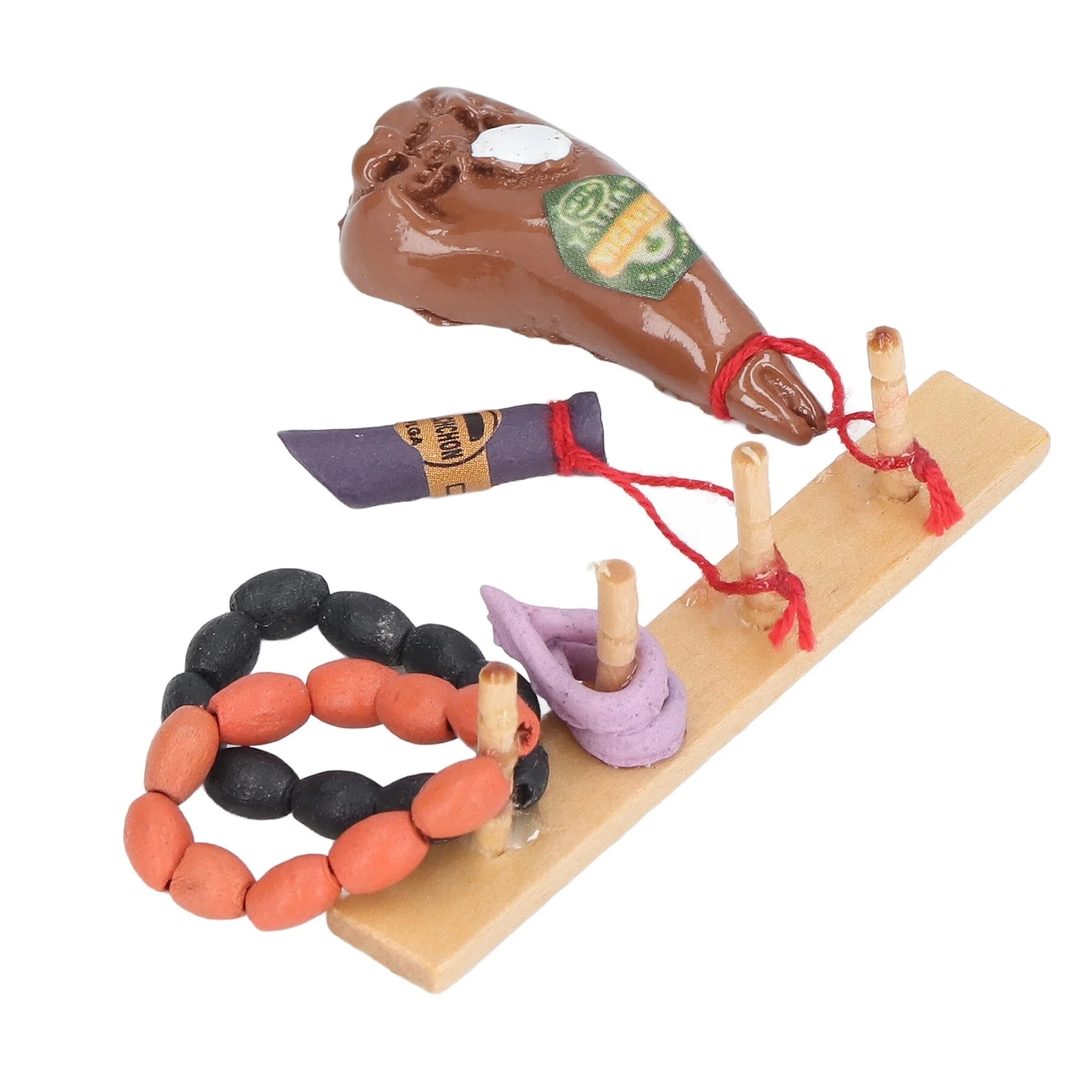 1:12 Mini Sausage Ham Hanging Rack Models Pretend Food Toy Life Scene Simulation for Children Aged 3 and Up