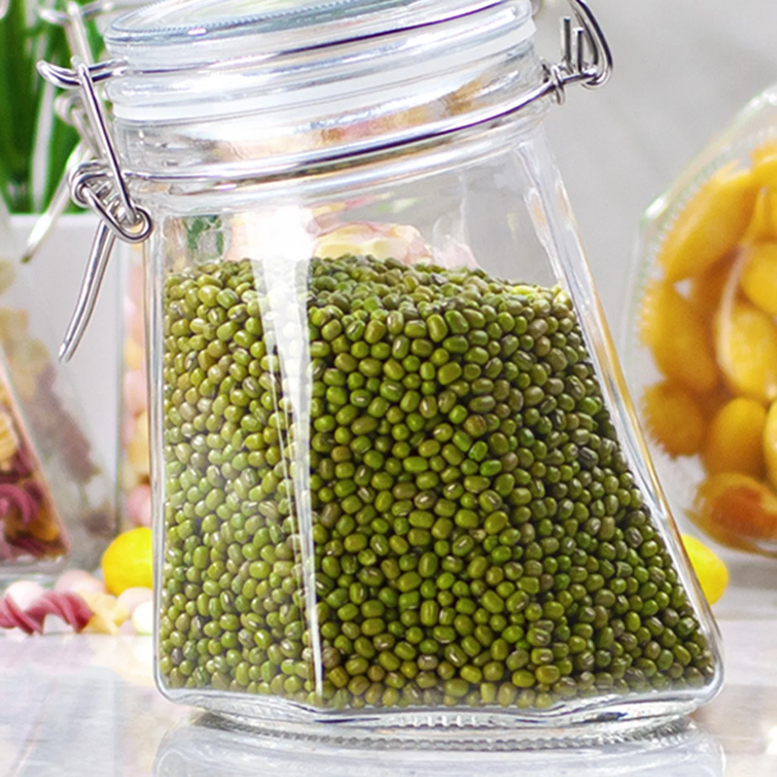 

Glass Candy Jars with Lids Good Sealing Effect Transparent Dry Food Storage Kitchen Counter Candy Jars with Lids