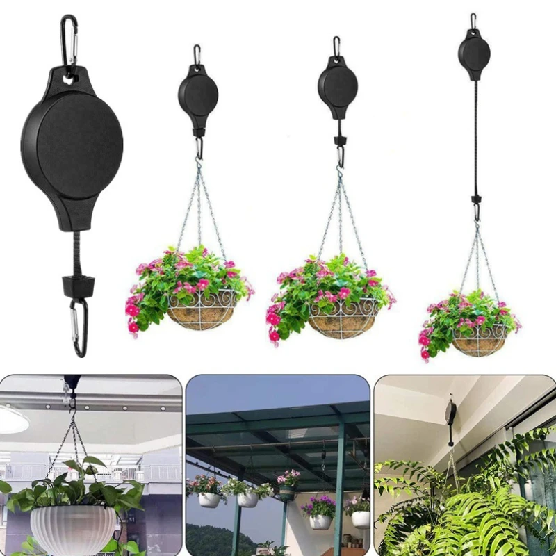 1pc Gardening Plant Hooks Retractable Elevating Hanging Basket Bird Cage Bird Feeder Planter Hooks Home Hanging Tools