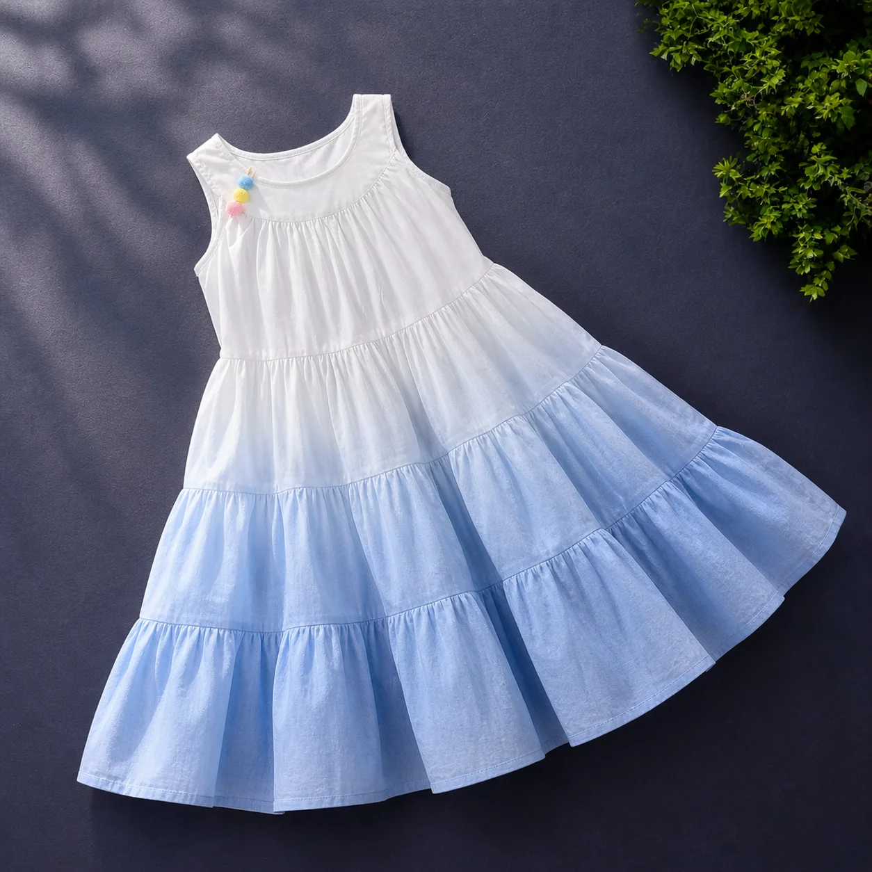 

Baby Dresses For Girls Gradient Sleeveless Maxi Dress Summer Beach Casual Sundress Boho Tiered Long Dress Girls Clothes 6-13 Y
