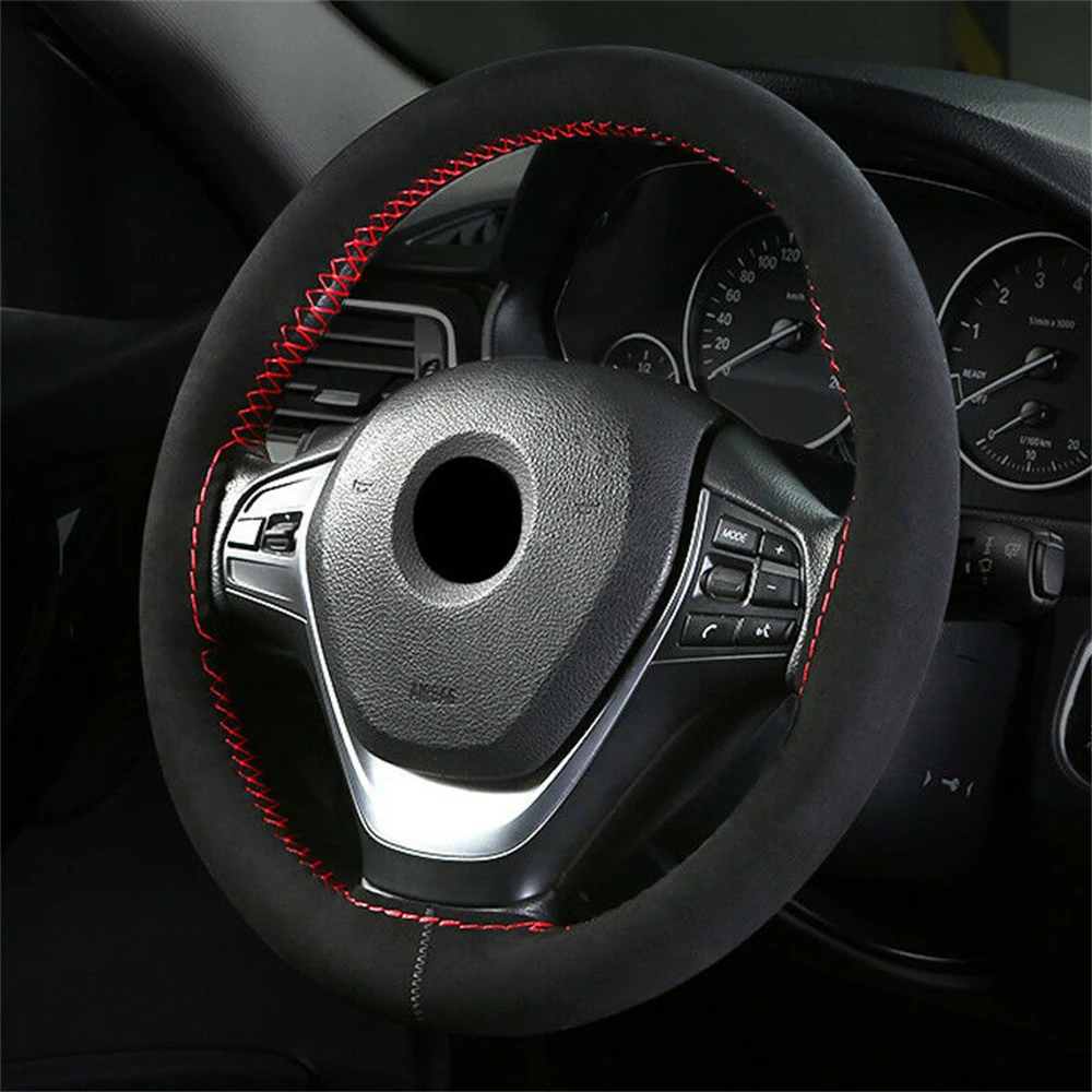 Universal Wildleder Leder Abdeckung Lenkräder Stich Steer Abdeckung DIY Hand Nähen Sport Racing Auto Lenkrad Abdeckungen – Detail 5