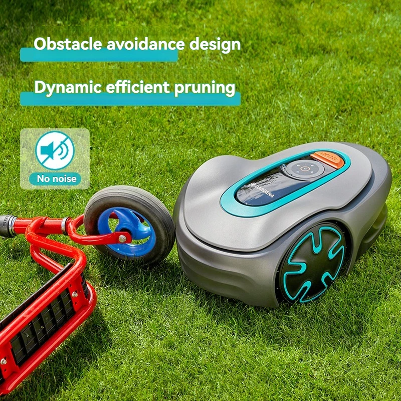 جزازة العشب الروبوتية الأوتوماتيكية مع نظام تحديد المواقع لـ 500m2 Garden App-Controlled Custom Route Smart Robot جزازة العشب الروبوتية باللونين الأزرق والأبيض