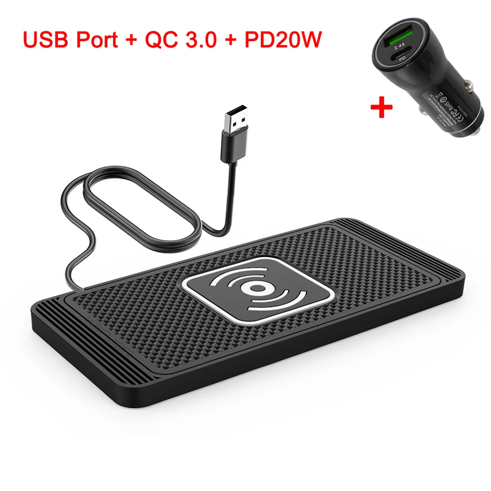 Auto Draadloze Oplader Siliconen Antislip Pad voor iPhone 15 14 13 12 Samsung S24 S23 Xiaomi Auto Telefoon snelle Inductie Opladen Pad