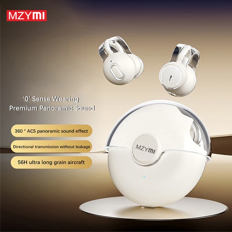 

MZYMI I36 Wireless Bluetooth5.3 Earphones Earclip TWS Bone Conduction Headphones 360°ACS Sound Headset Sport Earbuds with Mic