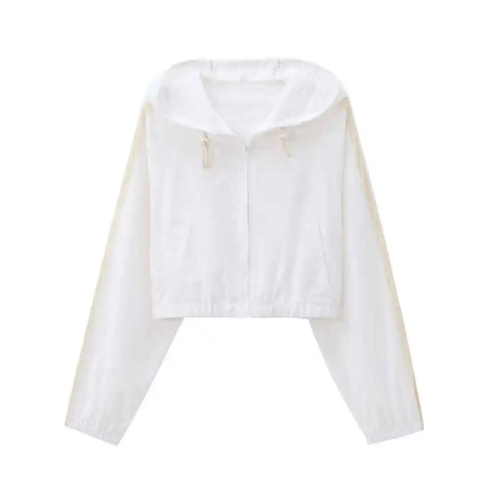 

Новая женская одежда, нейлоновая короткая куртка во французском минималистском стиле с капюшоном и длинными рукавами, куртка
