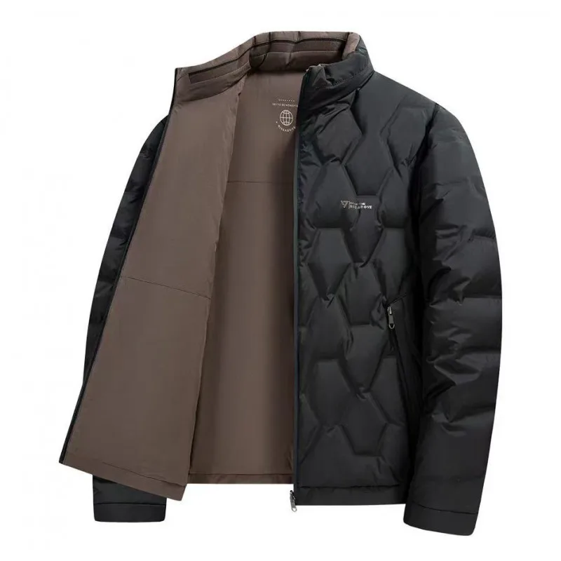 High-quality new men's stylish stand-up collar short down jacket, a casual jacket that can be worn on both sides