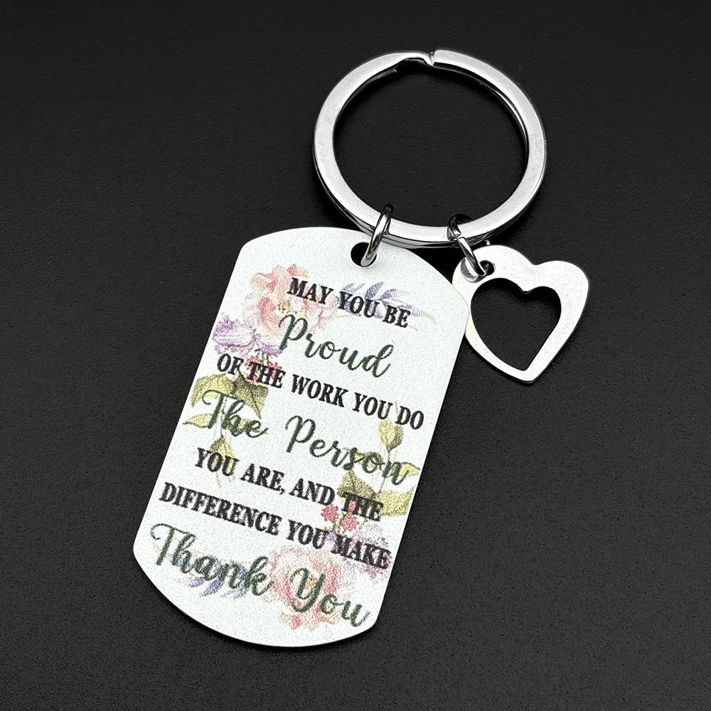 Inspirierender Schlüsselanhänger Geschenk für den Arbeitsplatz, Schlüsselring für Frauen und Männer, Edelstahl in Silberfarbe, Herz-Design, Bestseller, Dankeschön-Hundemarken-Schmuck – Detail 5
