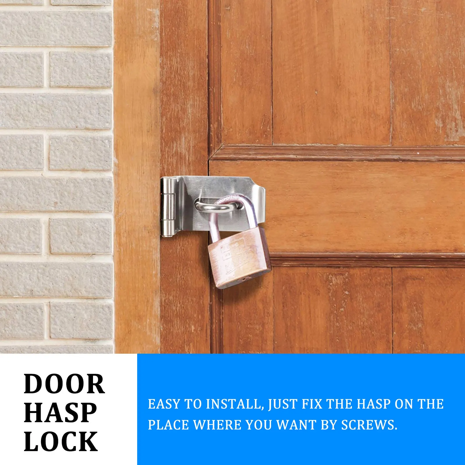 

2Pcs Heavy Duty Stainless Steel Hasp Lock Safety Padlock Clasp for Home Furniture Doors Windows Cabinets Easy