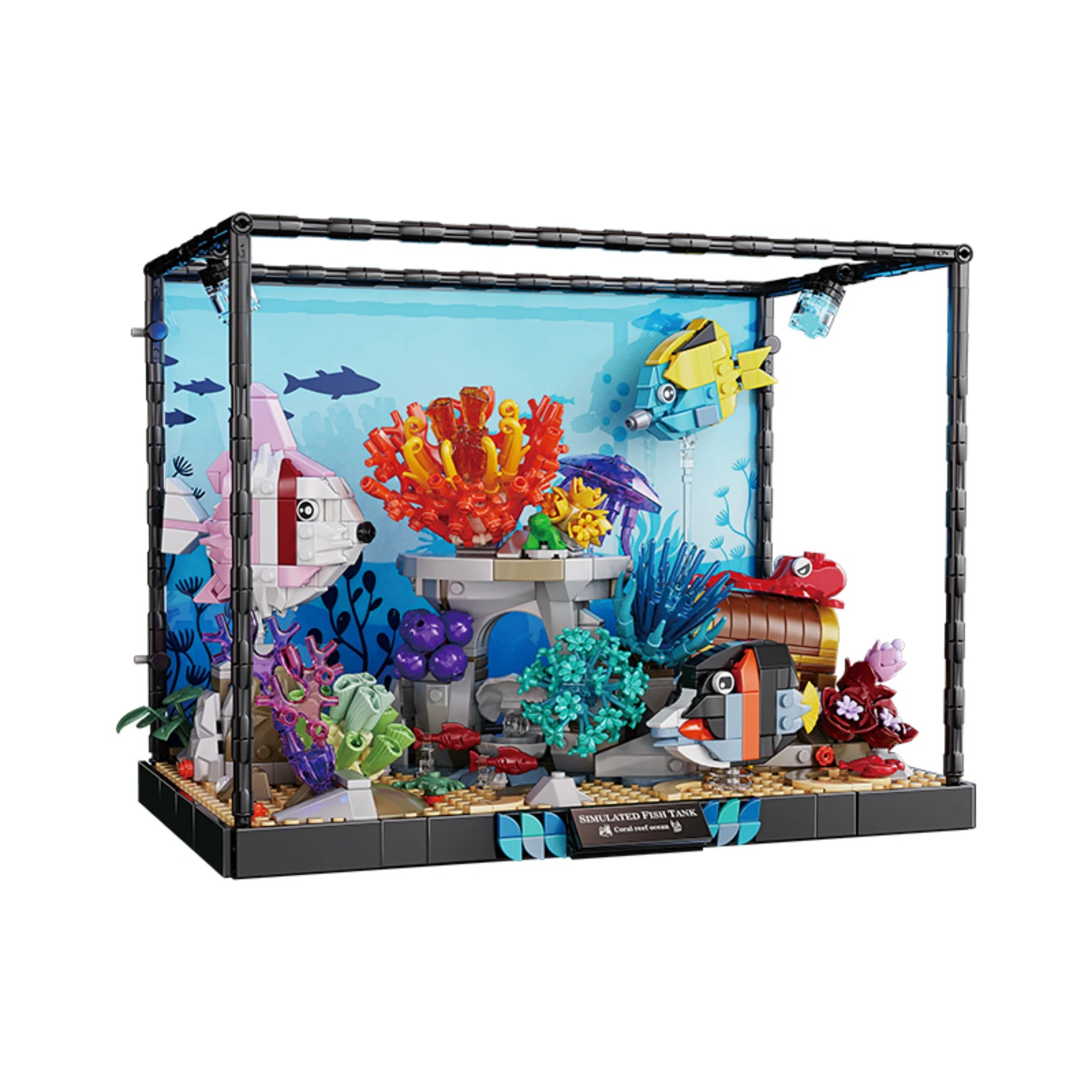 1318PCS Underwater Aquarium Building Blocks Ocean Fish Tank Micro Landscape Marine Life Display Model Bricks for Adults Gifts - view 6