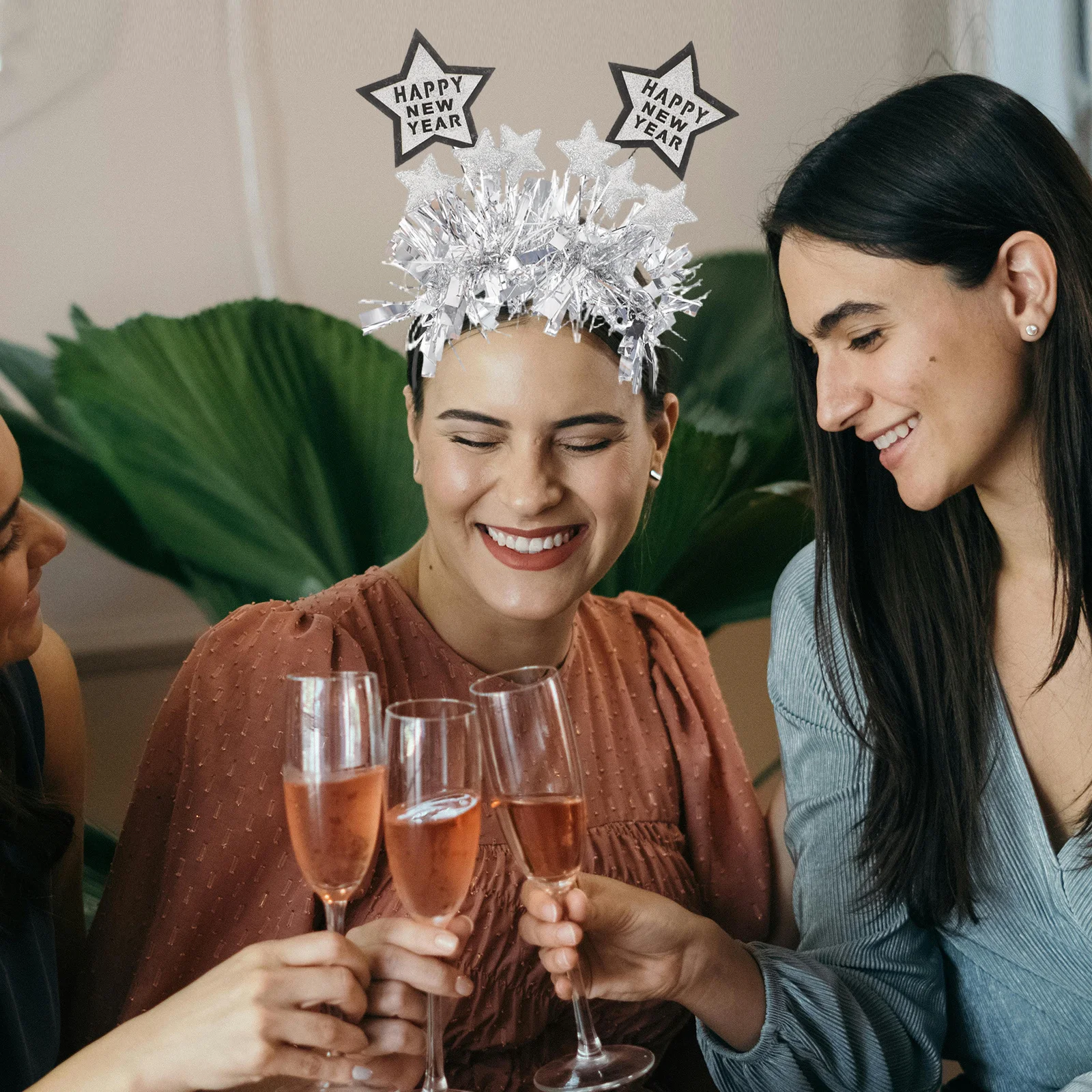 2 قطعة أغطية الرأس السنة الجديدة تصميم نجمة خماسية بهرج خوذة جو احتفالي عطلة الأحداث والاحتفالات