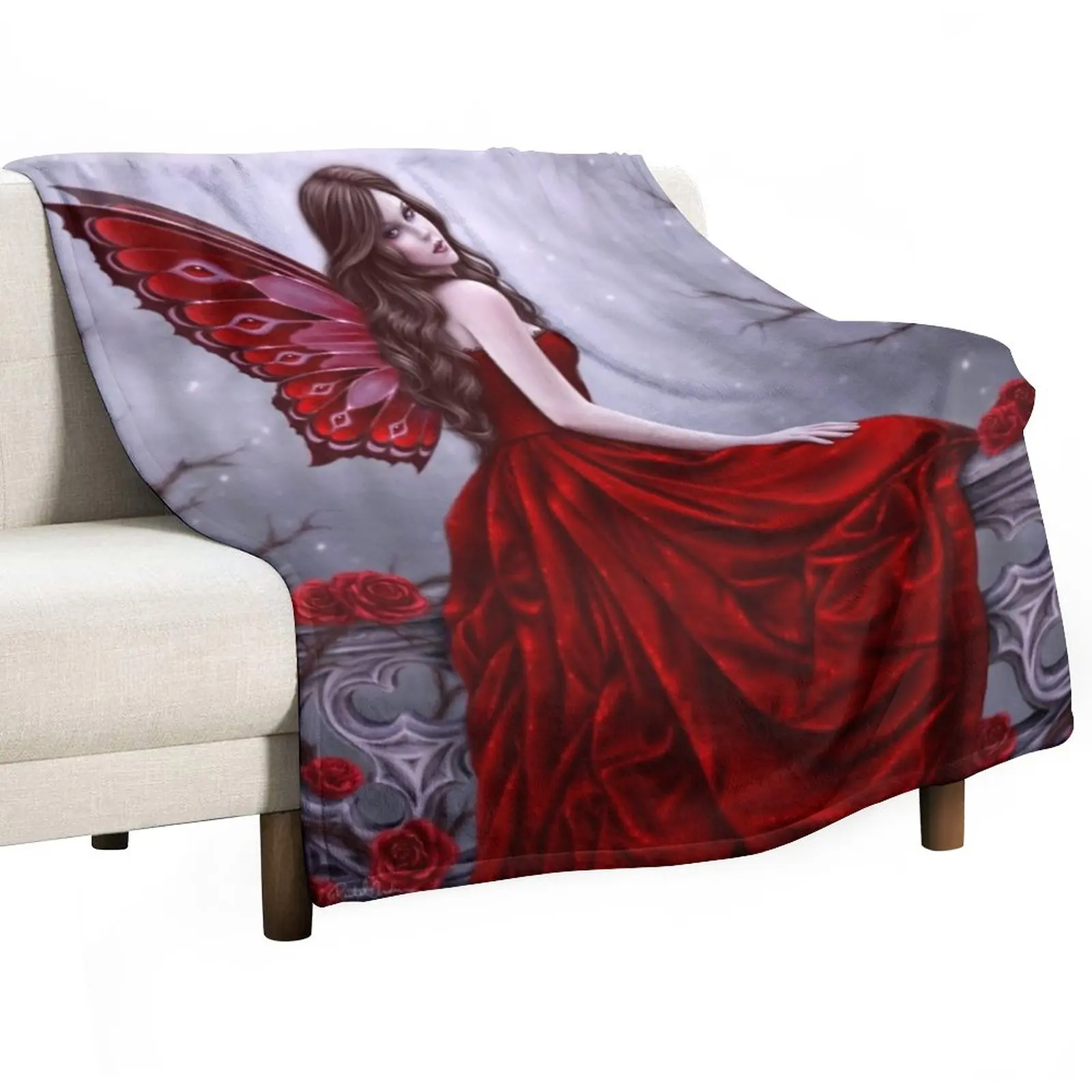 

Winter Rose Butterfly Fairy Throw Blanket Heavy Blanket Soft Plush Plaid