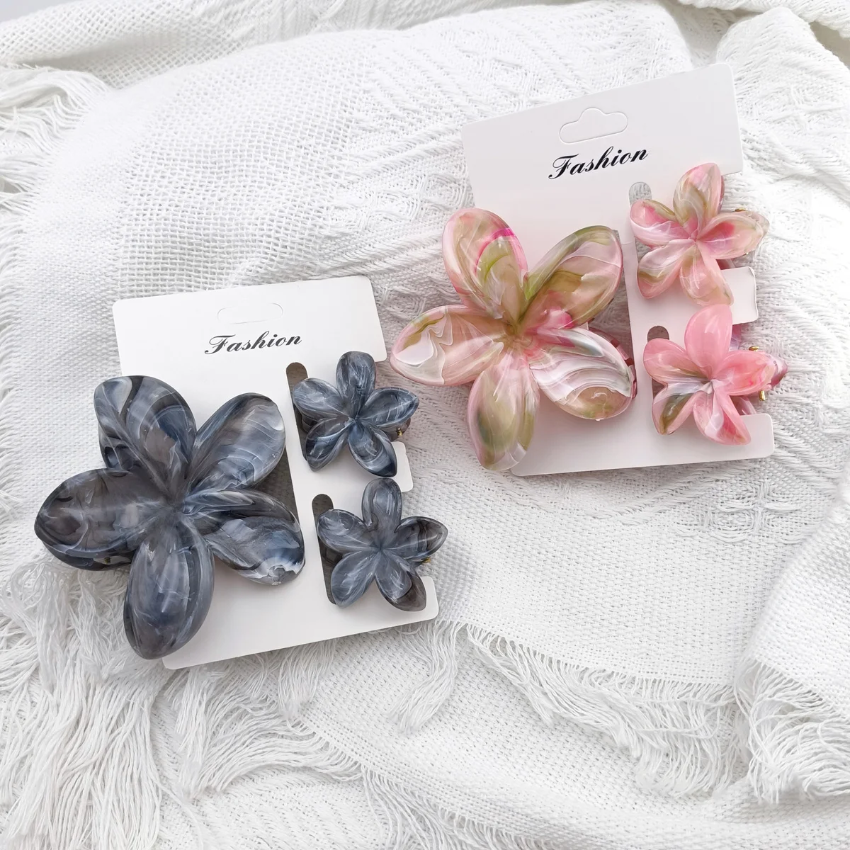 3/6/9/12PCS Hawaiian Gradient Flower Hair Claw Clip For Women Girl Fashion Plastic Non Slip Hairpin Barrette Hair Accessories image 5