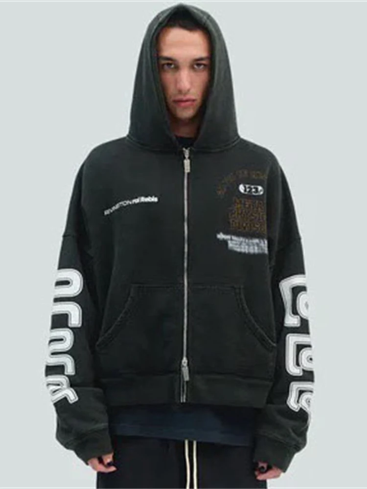 

RRR23 Rivington ROI Rebis Zipper Hoodie ex Waed Cotton Long Sve Sweatirt Casual Comfortable Breathable Hooded Top